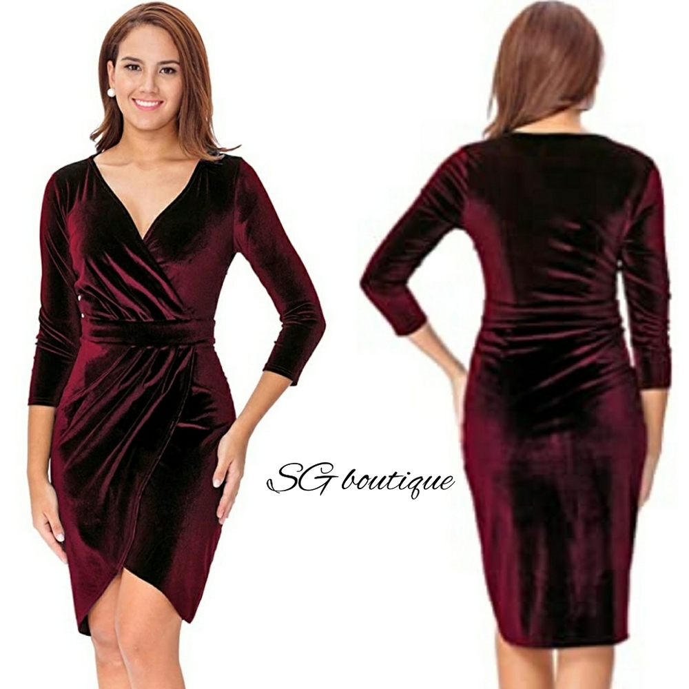 🆕⭐Wine red velvet dress
